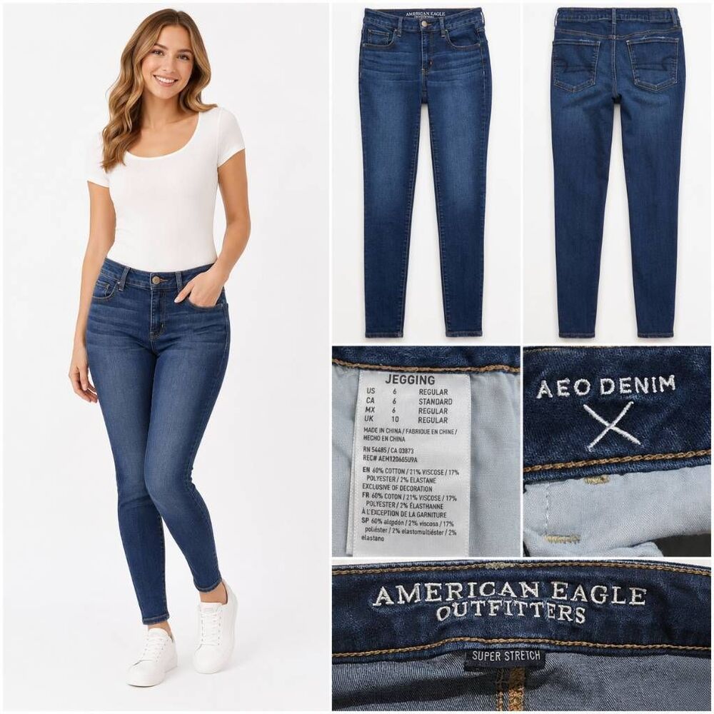 American Eagle Jegging Jeans Women's 6 Super Stretch Blue